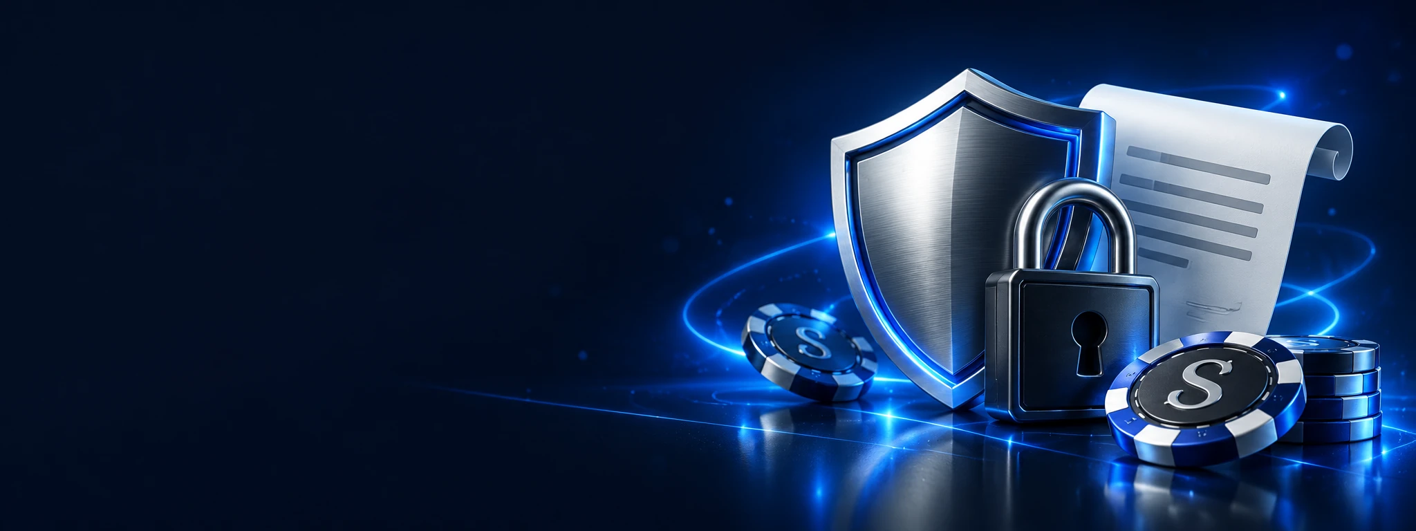 Bouclier et cadenas bleus illustrant la sécurité et les conditions d’accès.