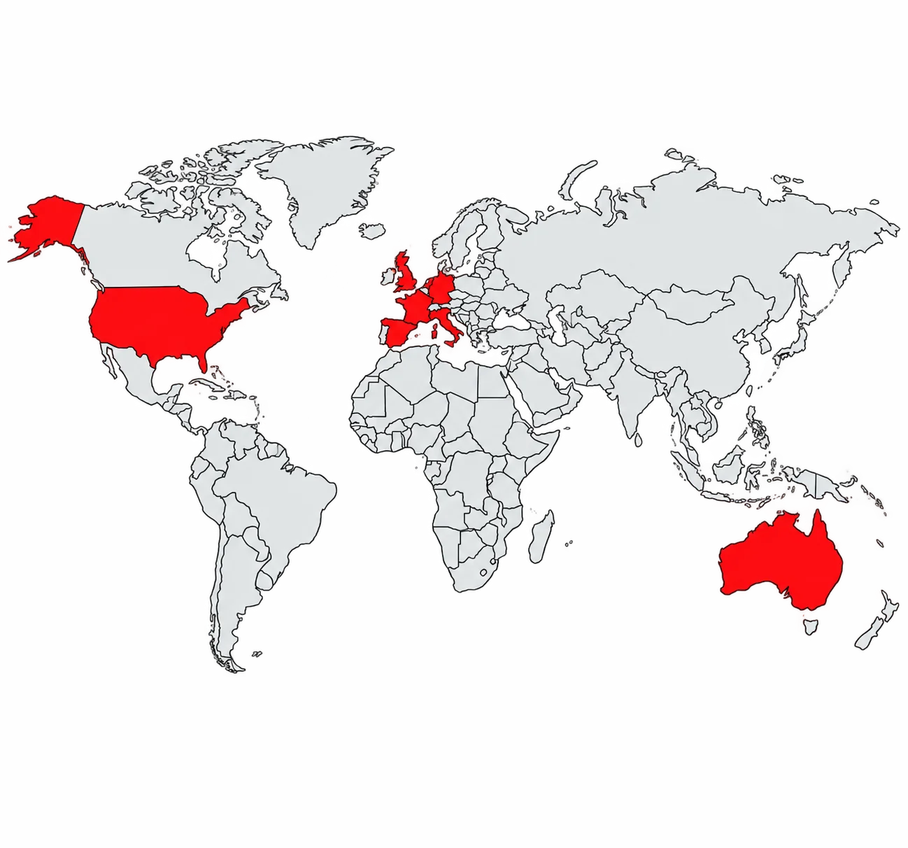 Carte illustrative des restrictions géographiques de Stake